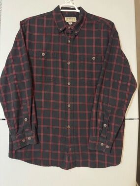 Duluth Trading Co Black & Red Plaid Button-Down Shirt